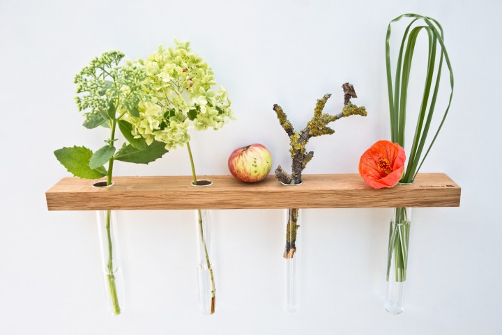 Wall Mounted Vase, Oak Wall Mounted Vase, Oak