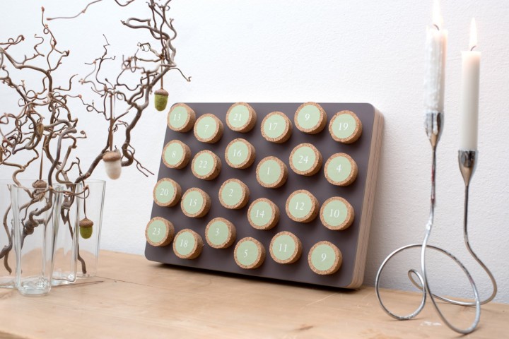 Advent Calender Cork Mauve, square Advent Calender Cork Mauve, square