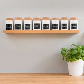 Spice Rack Oak (8 Clay Pots)