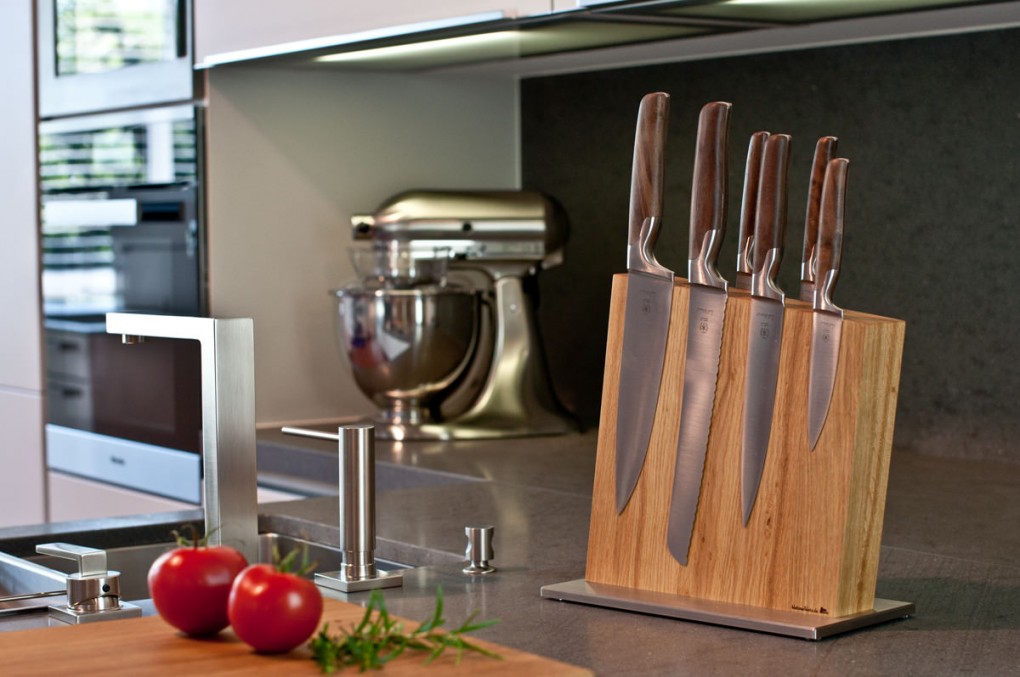 Leather & Oak Magnetic Knife Block | An LS626 Kitchen Collaboration