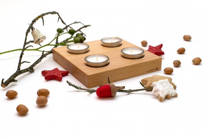 Advent Wreath Beech, square Advent Wreath Beech, square