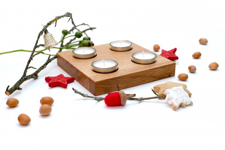 Advent Wreath Oak, square Advent Wreath Oak, square